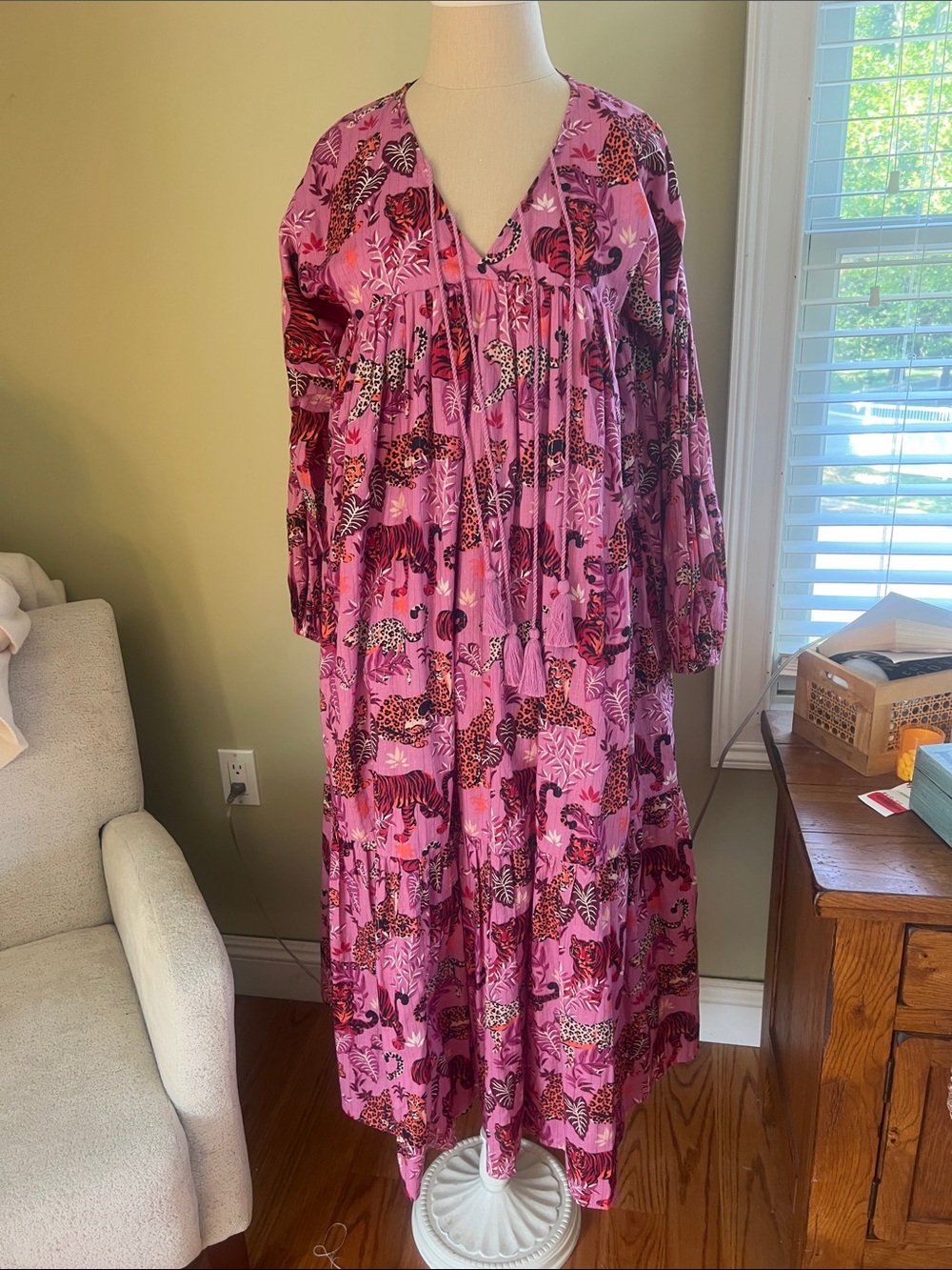 Printfresh Daytripper Feline Fatale Tiger Leopard Print Maxi Dress NWT s clemson
